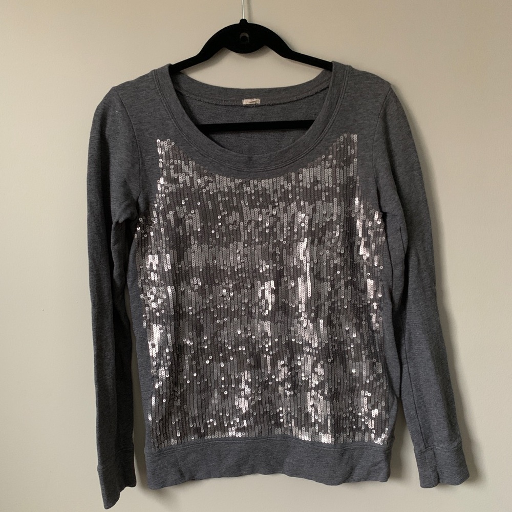 Sequin J. Crew Gray Sweater